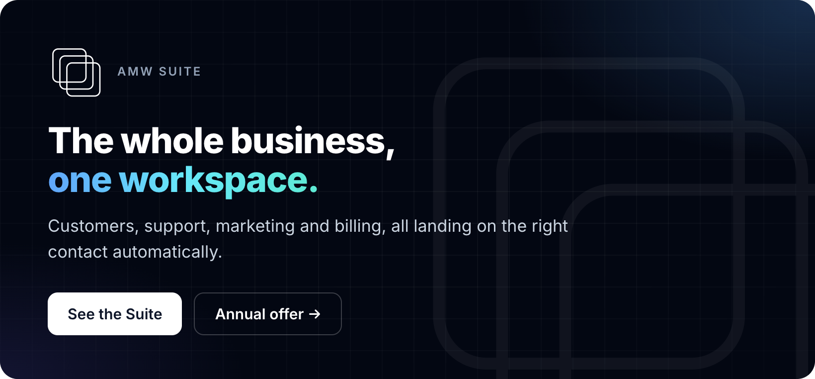 AMW Suite — the whole business, one workspace.